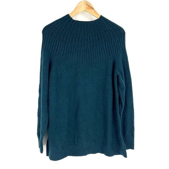 by Anthropologie Sweater Size Medium Womens Hunter Green Welford Tunic Knit Mock - Picture 1 of 8